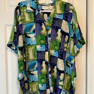 Vibrant Green and Blue Shirt